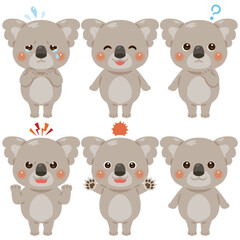 コアラのキャラクターイラスト　表情セット