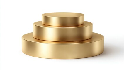Three golden, circular podiums stacked