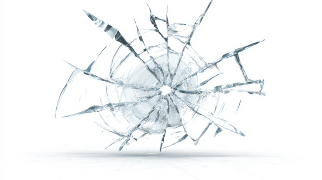 Crack on glass screen is minimal on white