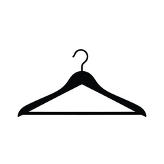 Vector illustration of black clothes hanger isolated on white background