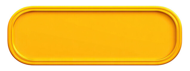 Bright yellow rounded label or button shape, isolated on transparent cutout background