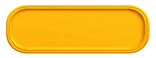 Bright yellow rounded label or button shape, isolated on transparent cutout background