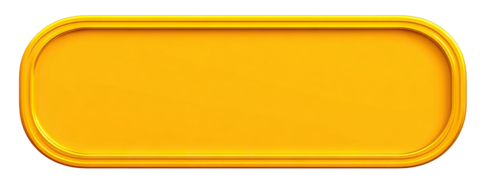 Bright yellow rounded label or button shape, isolated on transparent cutout background