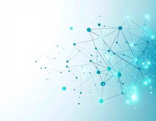 Minimal Geometric Shapes Connected by Glowing Lines Representing AI Algorithms