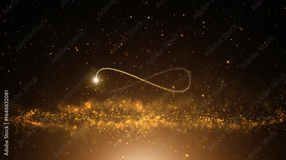 Aufkleber infinity animated symbol on loop golden particles animation.