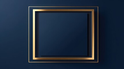 Elegant Navy Blue Backdrop with Golden Square Frame for Product Showcase and Design Mockups