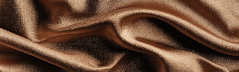 Close-up of luxurious, draped, light brown silk fabric