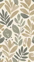 Serene botanical watercolor pattern evokes natural calm and organic elegance for modern design projects