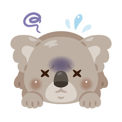 体調不良でうつ伏せになるコアラのイラスト