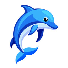 Fototapeta premium Dynamic Blue Dolphin Jumping Vector Art on White Background for Marine and Ocean Designs