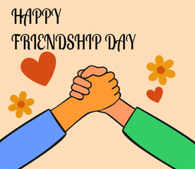 Illustration of Two Hands Shaking Firmly with Heart and Flower Decoration for Celebration