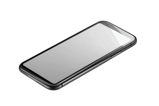 Modern smartphone mockup showcasing a sleek design with a blank screen, ideal for app presentations or marketing materials in creative projects