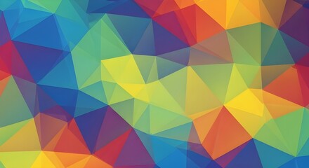 Obraz premium Abstract geometric background with triangles in vibrant shades of blue green yellow orange and red