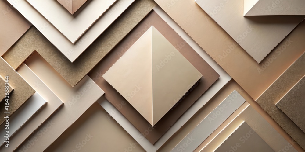 Poster abstract neutral tones geometric composition featuring layered shapes and subtle textural variations