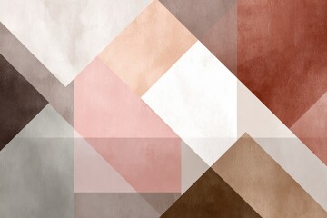 Abstract geometric design with overlapping shapes in muted earth tones and pastels