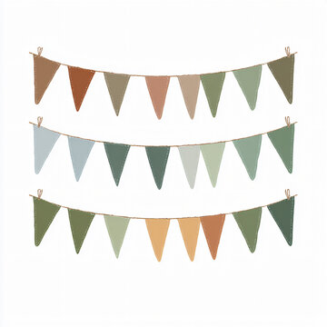Colorful Triangular Flags Bunting Decorations Accessories Festival Party Design Fabric Cheerful Rustic Hanging Ornament Summer Event Background 