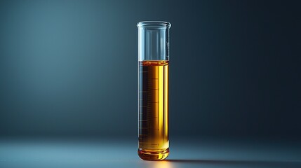 Monochromatic Laboratory Scene with Focused Glass Vial and Shelved Reports