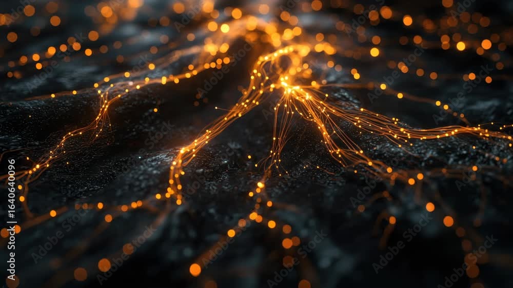 Poster stunning mycelium network visualization showcases intricate glowing connections, highlighting vibran