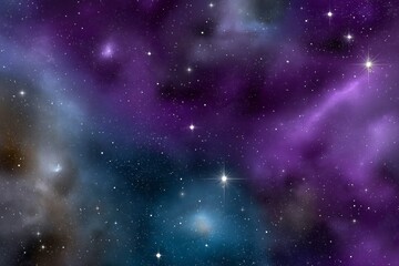 Naklejka premium Vibrant galactic nebula with stars in space