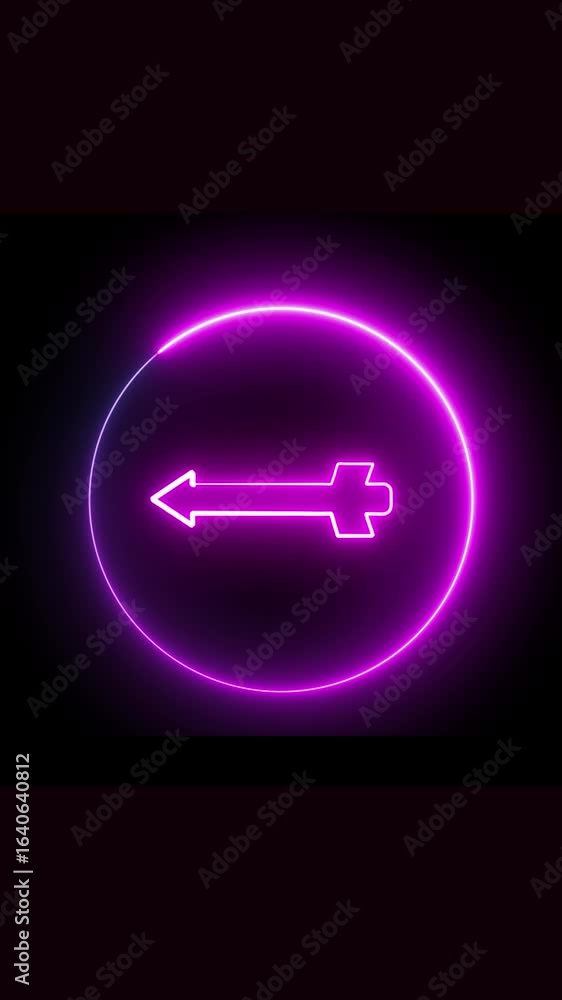 Aufkleber violet neon arrow animation with glowing circle vertical video. glowing neon arrow symbol within a c