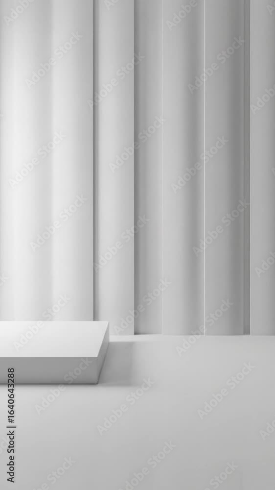 Poster minimalist white product podium with cylindrical background in a clean studio setting for product pr
