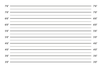 Mugshot police measuring line height measure for shot. Photo background, criminal police mugshot with scale. Retro.