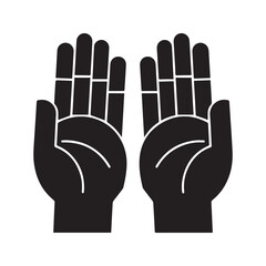 Open praying hands silhouette, symbol of Islamic prayer (dua), supplication, and worship.
