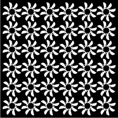 A seamless grid of stylized white pinwheel flowers rotates across a black background, creating rhythmic symmetry and hypnotic visual harmony.