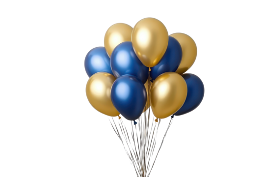 Blue and gold balloons add festive cheer to a birthday celebration, creating a joyful atmosphere for guests and loved ones