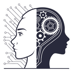 human head with ai silhouette