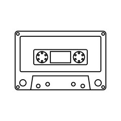 Cassette Tape Outline on White Background.