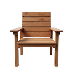 A beautifully crafted wooden armchair isolated against a smooth transparent background