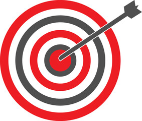 Target set flat icon vector. Bulls eye,dart board, business target, future goal, archery target with black arrow siolated on background.