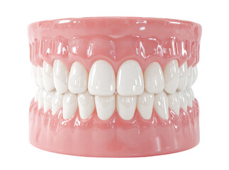 Obraz premium Dental model of human teeth and gums for orthodontic study, isolated on transparent cutout background