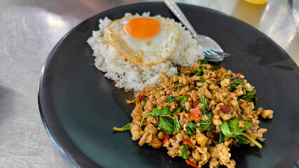 Thai Basil Pork Stir Fry with Fried Egg – Krapow Moo Sap Street Food