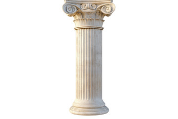 Fototapeta premium Doric column featuring fluted design and scroll capitals isolated against a transparent background for architectural studies and design purposes