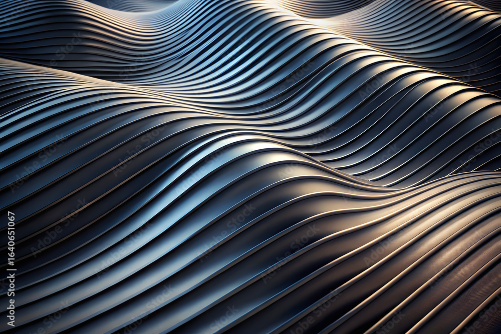Poster an abstract, wavy, and textured background with repeating lines and a modern, futuristic design isol