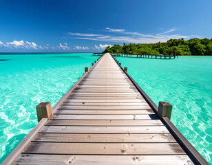 Obraz premium Wooden Pier into Tropical Lagoon