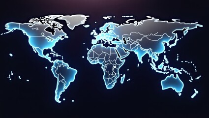 Global Digital Network Connection and Data Flow Across Continents