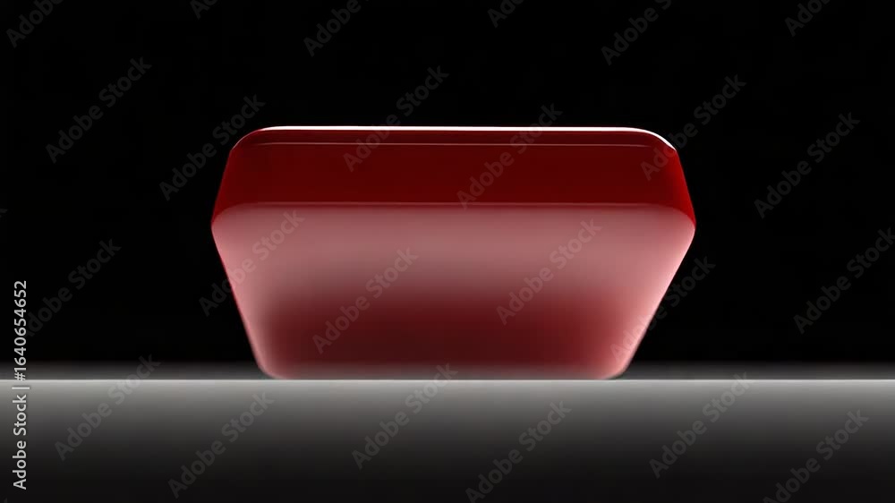 Poster red glossy icon showing empty space for custom design on white background