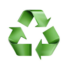 Obraz premium Glossy green recycling symbol, environmental conservation, and sustainable practices for a circular economy on transparent background