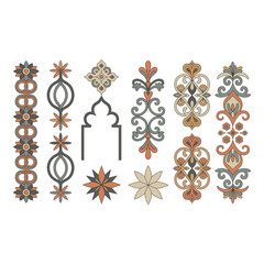 Collection of colorful vintage decorative design elements pattern