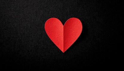 Obraz premium Red paper heart on black background, Valentine's Day card design