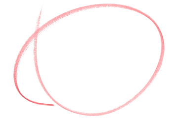 Pink pencil highlight circle mark isolated on transparent background