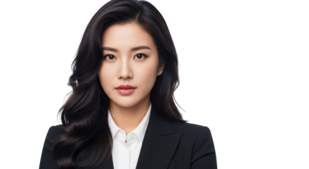 Asian businesswoman isolated on transparent background