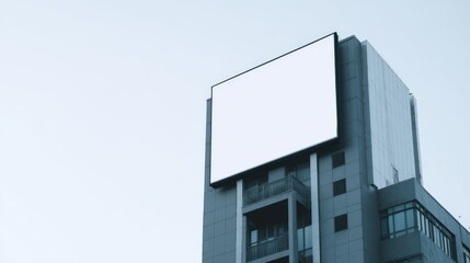 Obraz premium Blank Billboard on Modern Building Exterior for Advertisement Mockup and Commercial Space