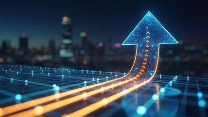 Upward Growth Trajectory Arrow Symbolizing Success in the Digital Age