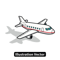 Simple cartoon airplane vector illustration for commercial aviation and global travel concepts.