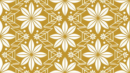 A seamless pattern of yellow flowers on a gold background
