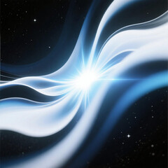 White blue black abstract gradient on dark background, glowing light, large banner size